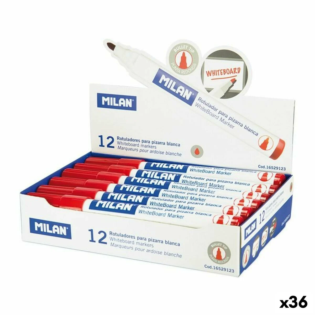 Set de Rotuladores Milan Pizarra blanca 12 Piezas (36 Unidades)