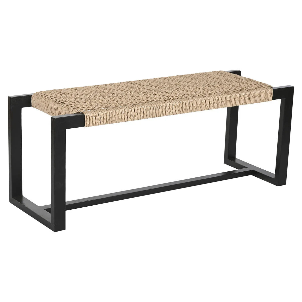 Banqueta Home ESPRIT Negro Fibra sintética Fibra madera de teca 120 x 40 x 45 cm