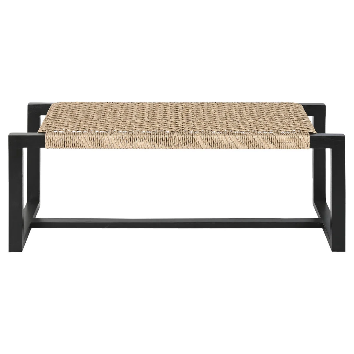 Banqueta Home ESPRIT Negro Fibra sintética Fibra madera de teca 120 x 40 x 45 cm