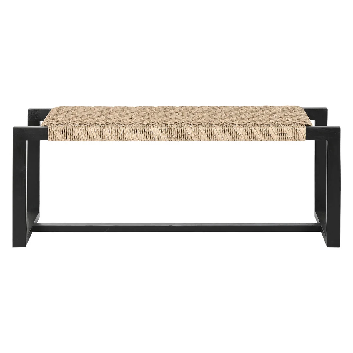Banqueta Home ESPRIT Negro Fibra sintética Fibra madera de teca 120 x 40 x 45 cm