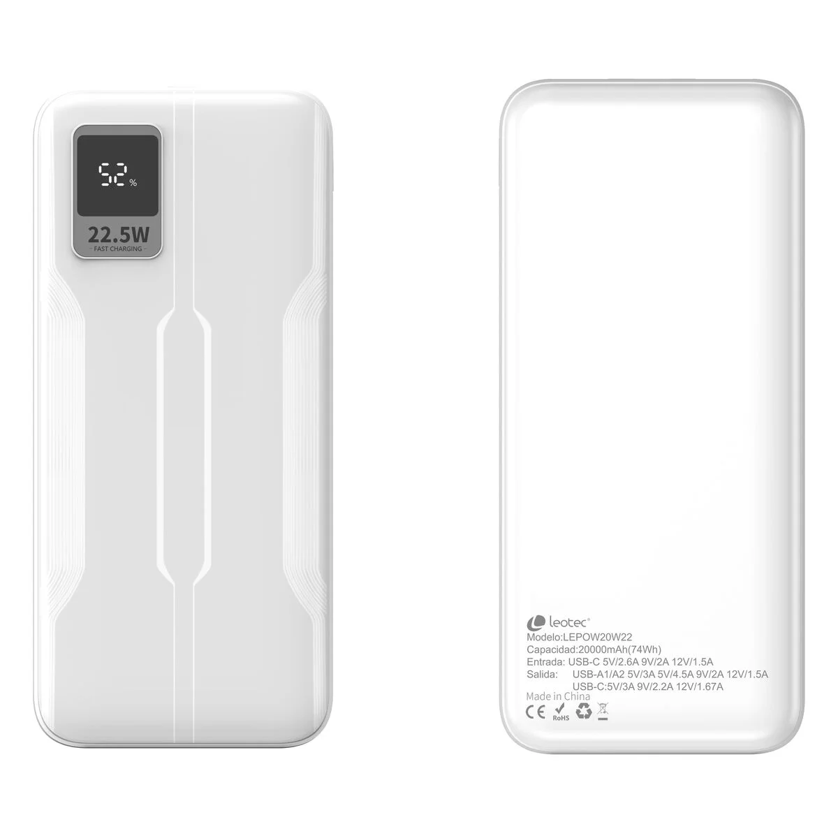 Powerbank LEOTEC LEPOW20W22W Blanco 20000 mAh