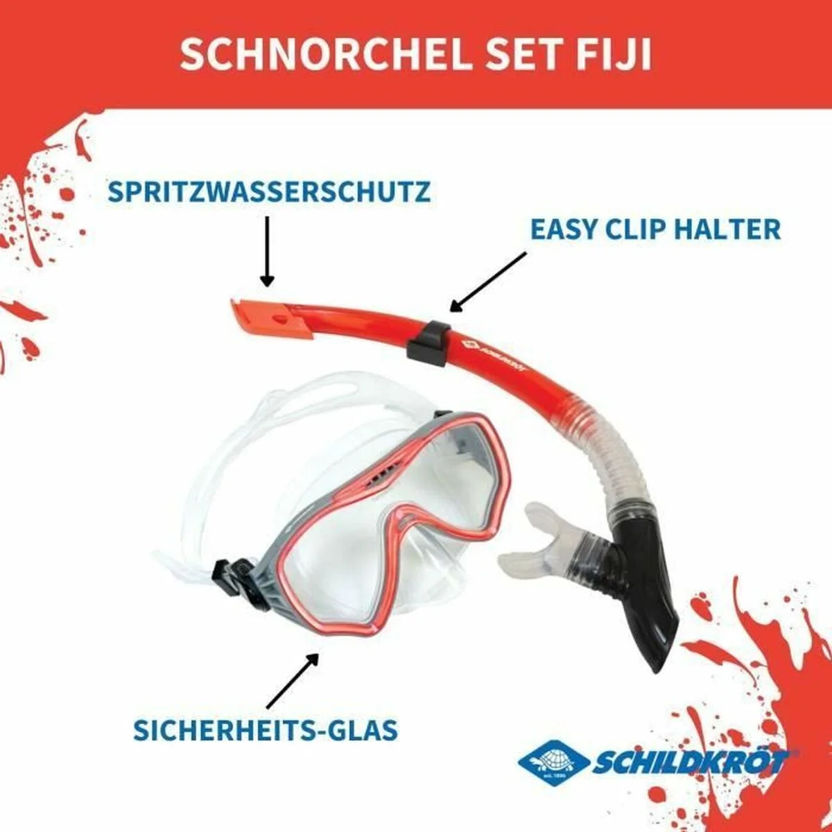 Gafas de Buceo con Tubo Schildkröt Rojo Gris Talla única