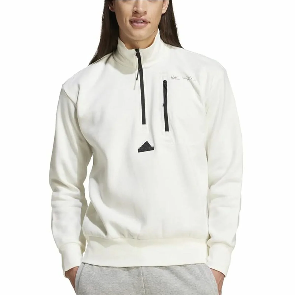 Sudadera sin Capucha Hombre Adidas City Es e Fleece Half-Zip Blanco XXL
