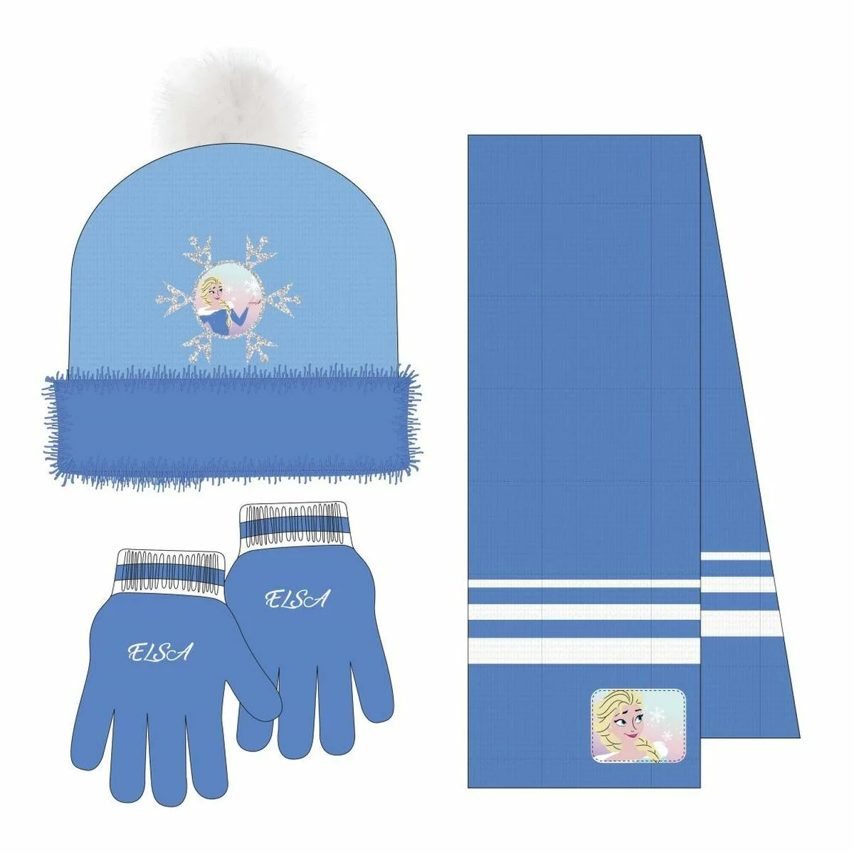 Gorro y Guantes Frozen Azul