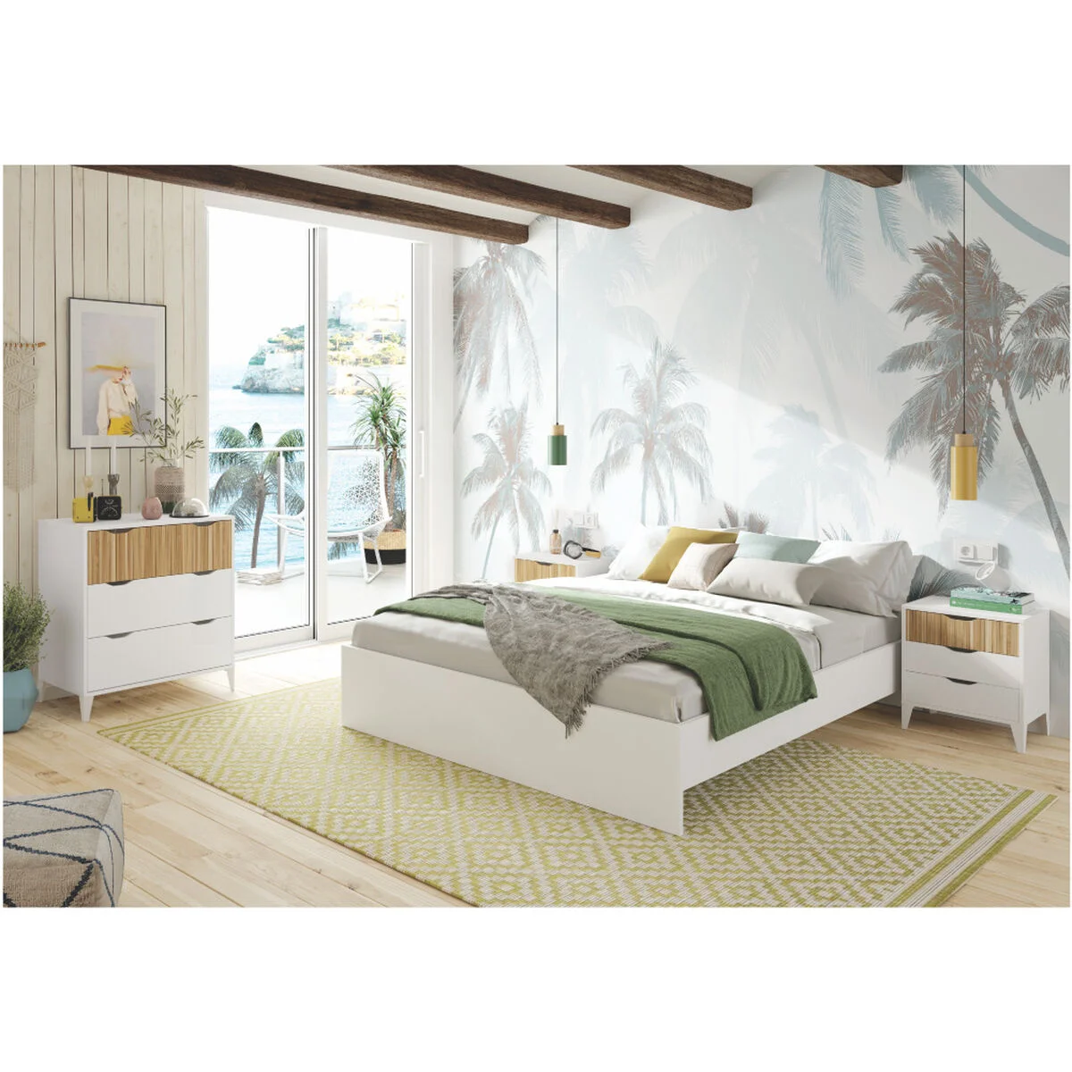 Nightstand Forés White Natural 40 X 33 X 50 cm