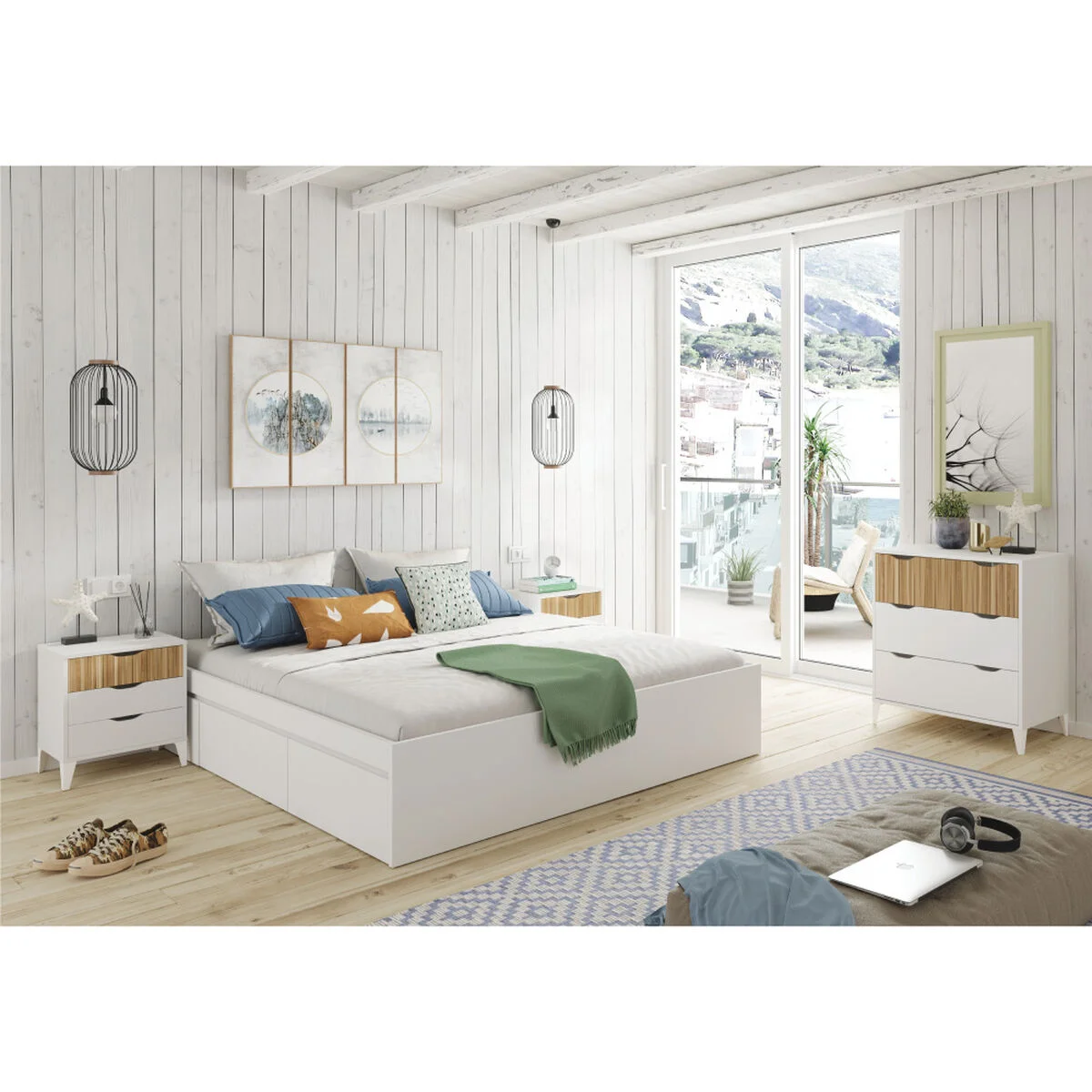 Nightstand Forés White Natural 40 X 33 X 50 cm