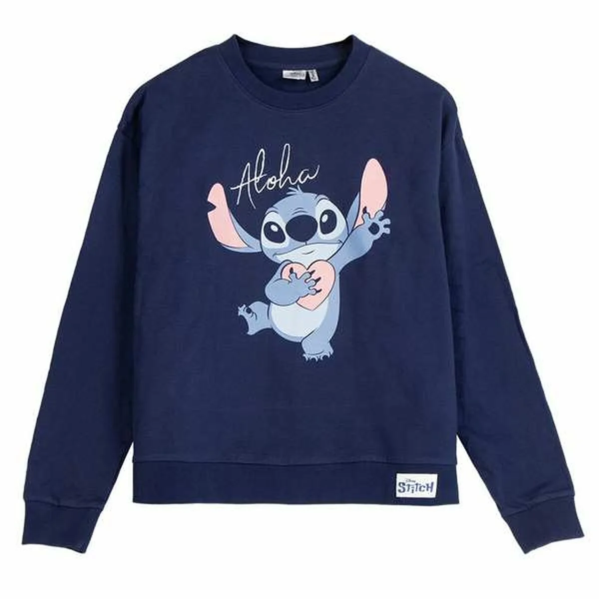 Sudadera sin Capucha Unisex Stitch Azul oscuro XS
