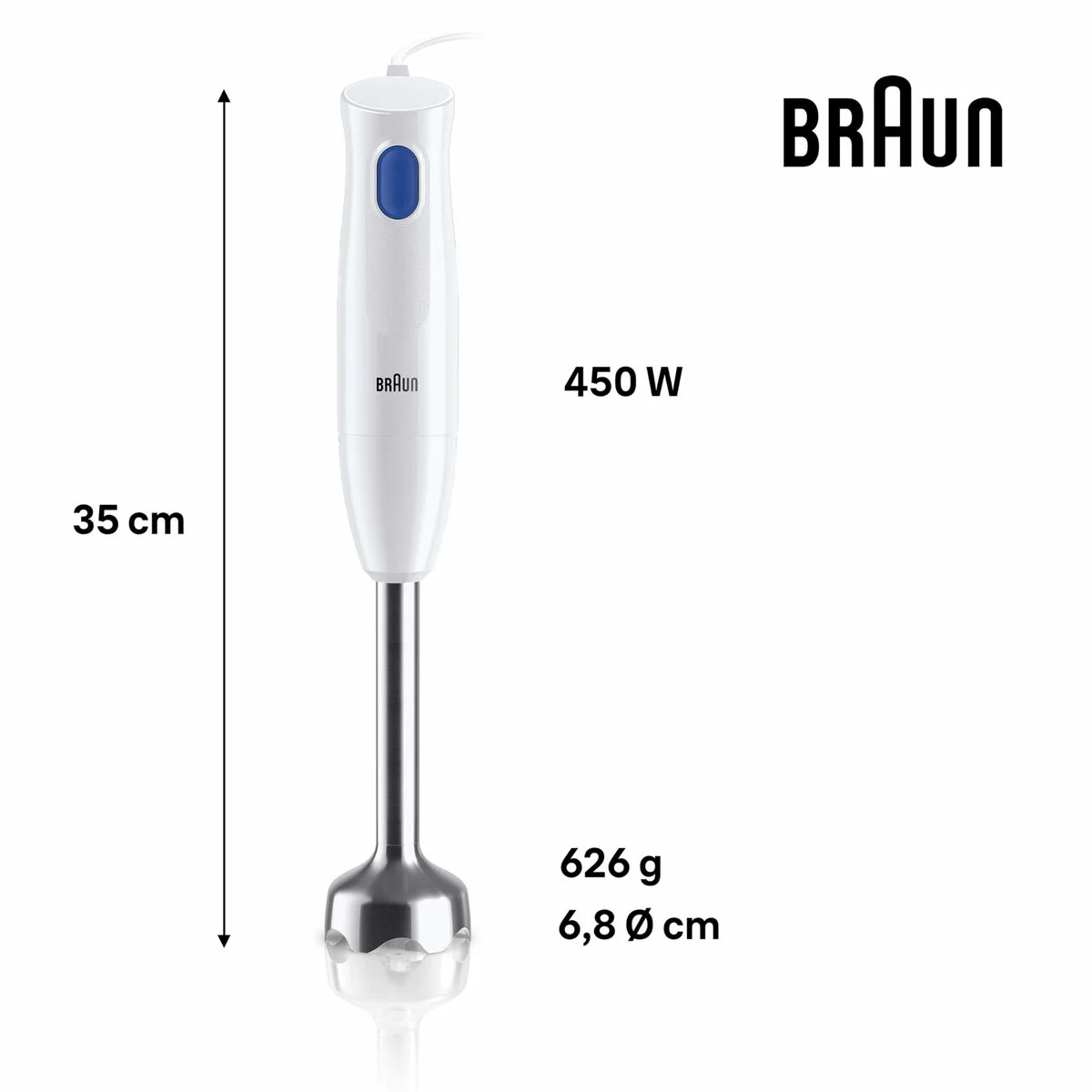 Batidora de Vaso Braun MQ10.001MWH Blanco 450 W
