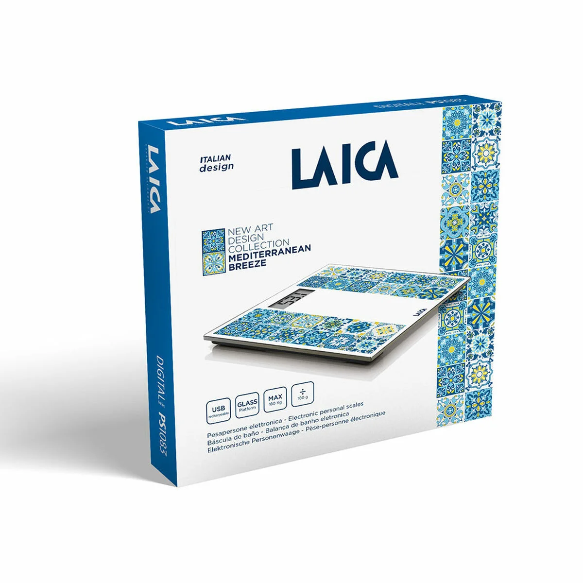 Báscula Digital de Baño LAICA Azul Cristal Templado 180 kg