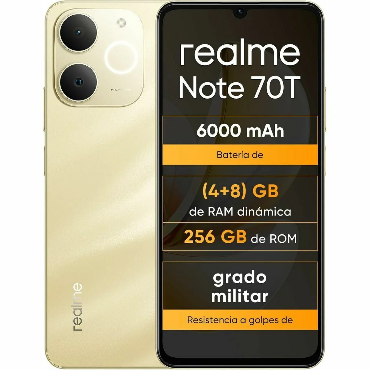 Smartphone Realme NOTE 70T 4 GB RAM 256 GB 6,74" Unisoc Dorado