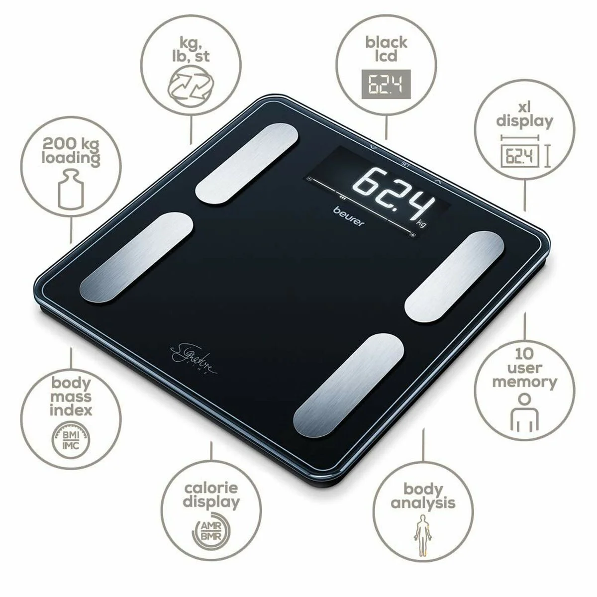 Báscula Digital de Baño Beurer BF400 NEGRO