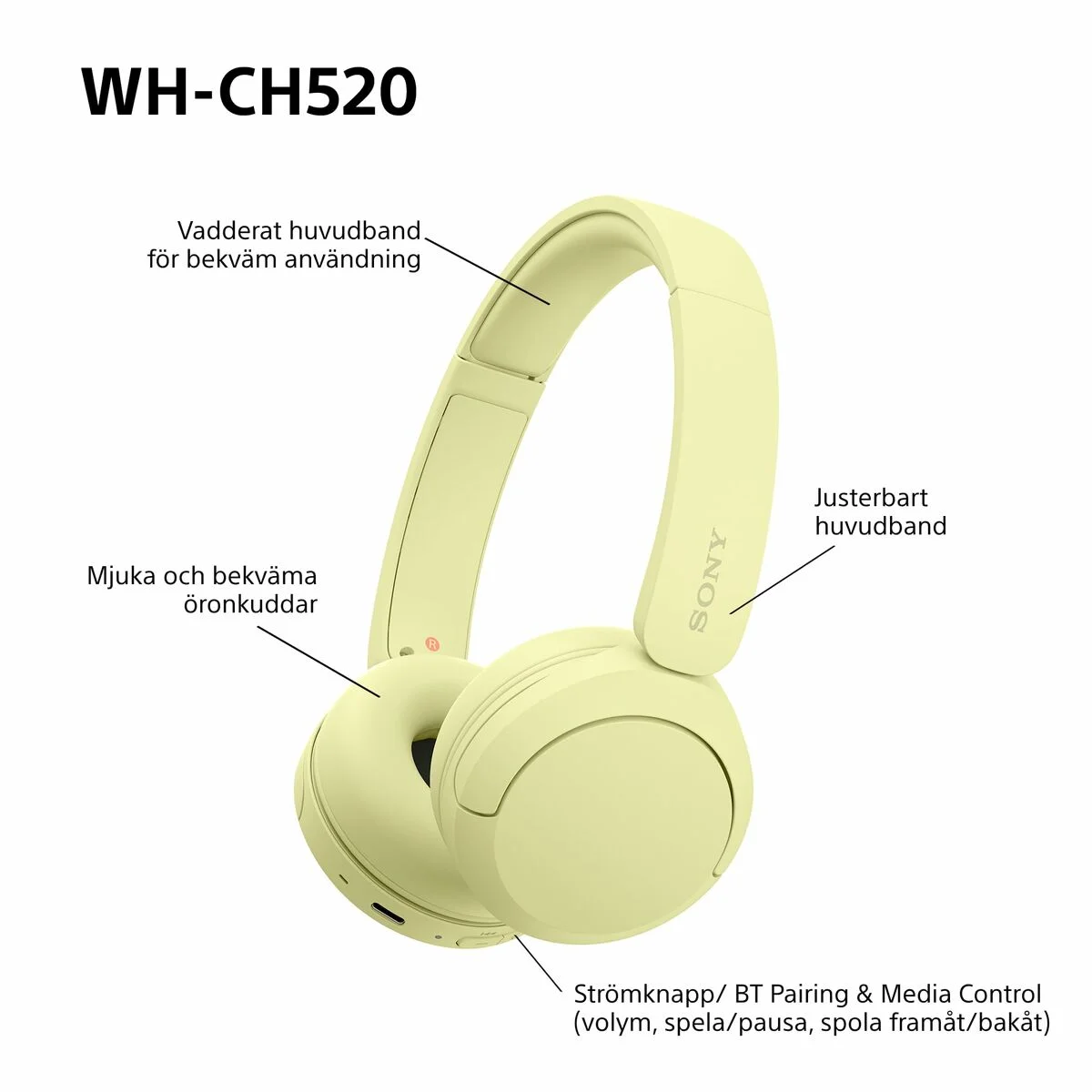 Auriculares de Diadema Sony WHCH520Y      * Amarillo