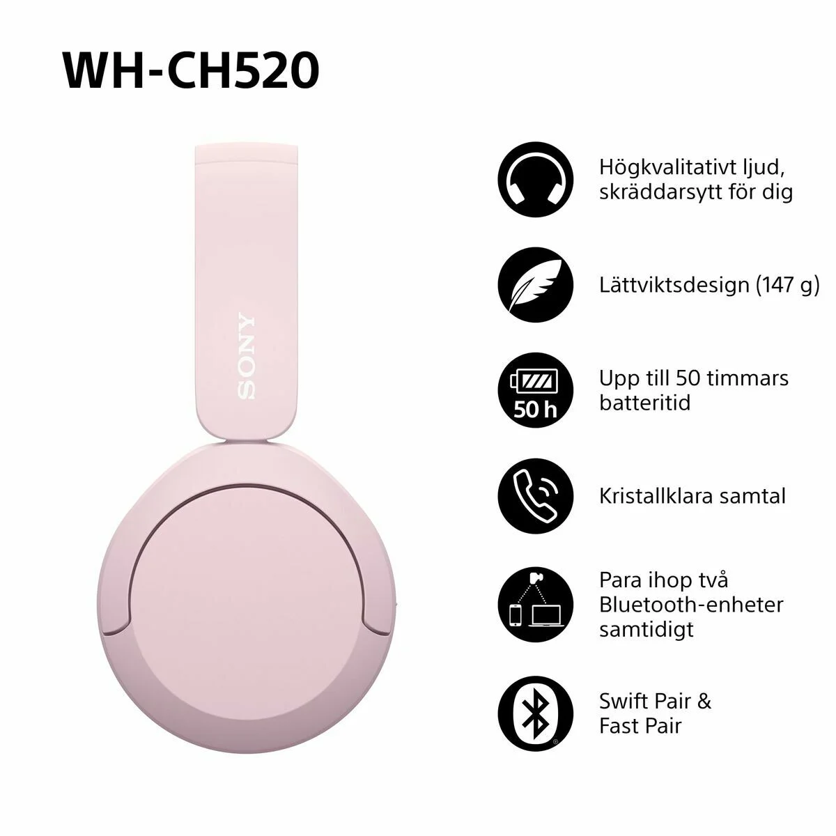 Auriculares de Diadema Sony WHCH520P      * Rosa