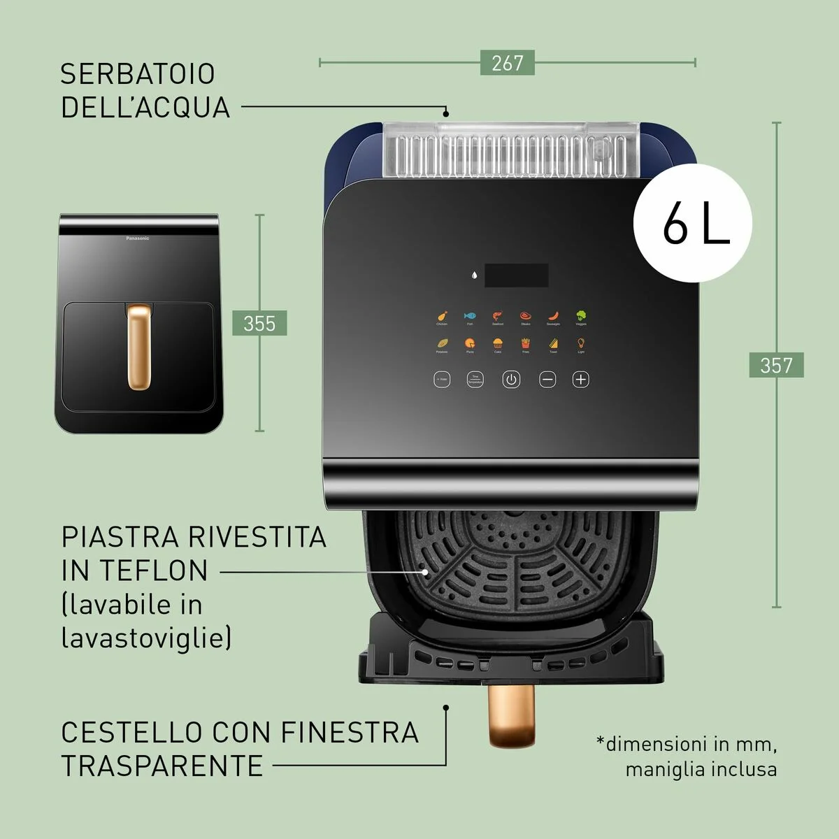 Freidora de Aire Panasonic NF-CC600AXE 1450 W 6 L