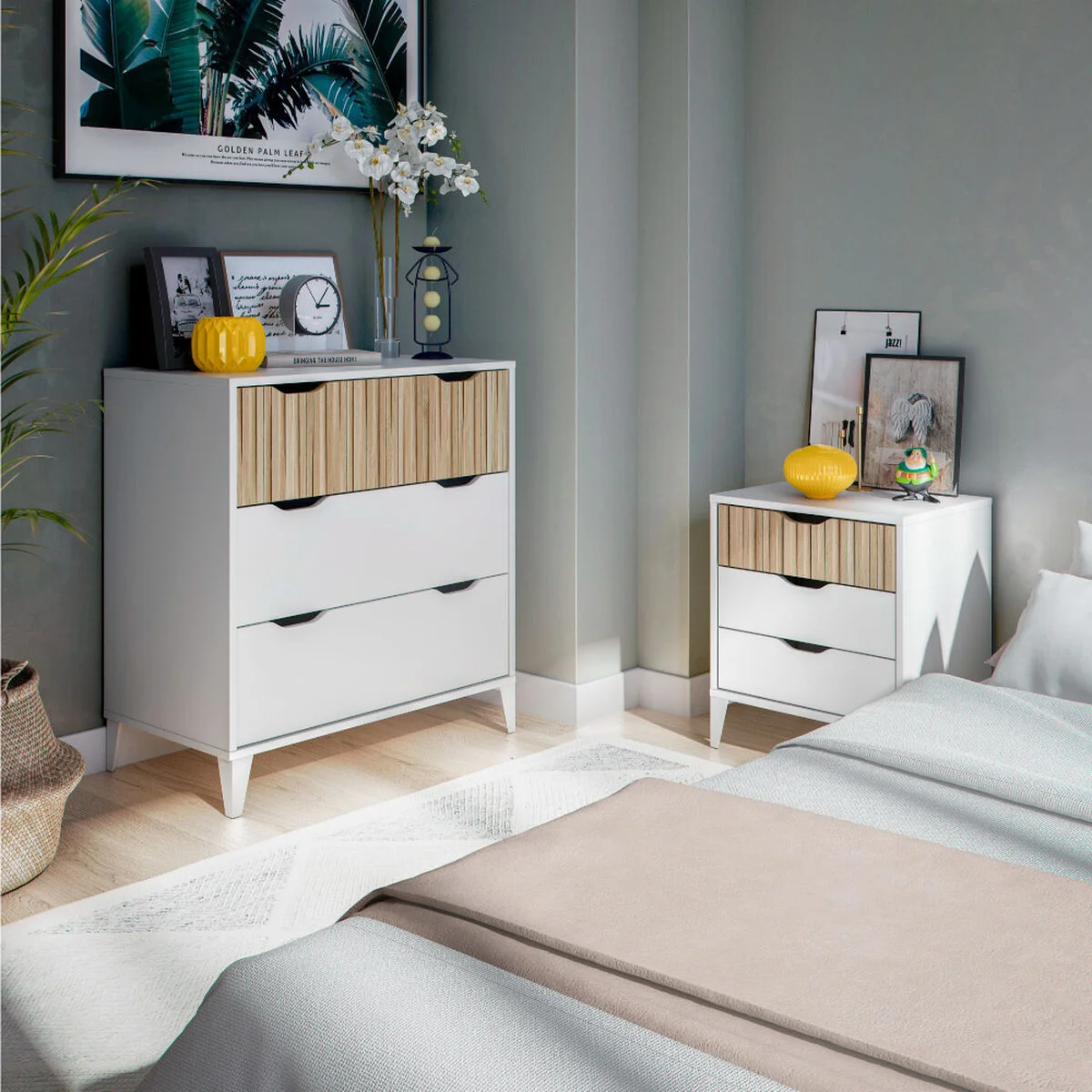 Chest of drawers Forés White Natural 70,5 X 40 X 76 CM