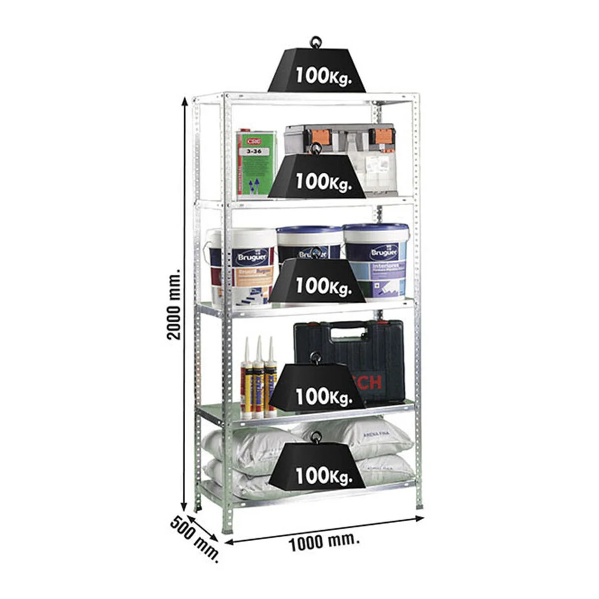 Estantería Simon Rack Comfort Plus 5/500 200 x 100 x 50 cm Natural Metal 5 Estantes 100 kg