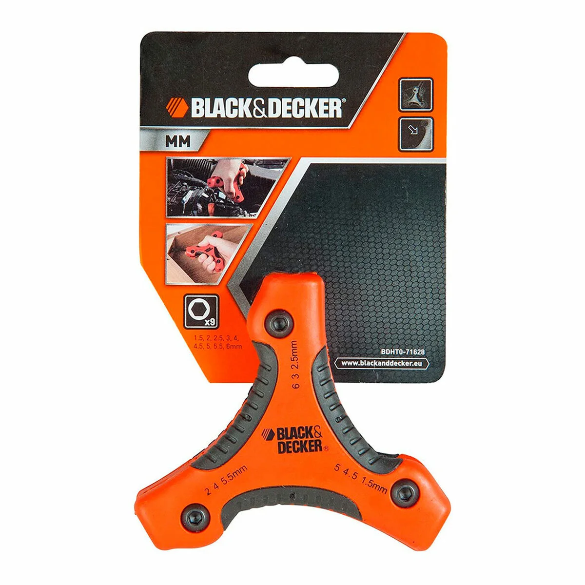 Llaves hexagonales plegables Black & Decker bdht0-71628 1,5-2-2,5-3-4-4,5-5-5,5-6 mm