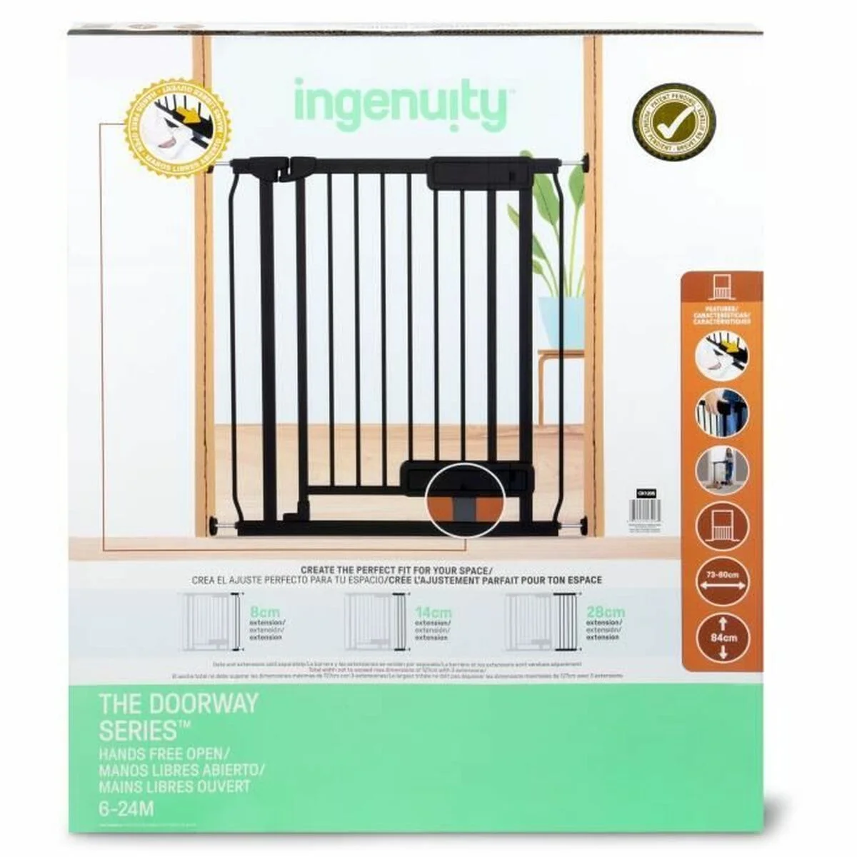 Barrera de seguridad Ingenuity Negro 73-80 cm