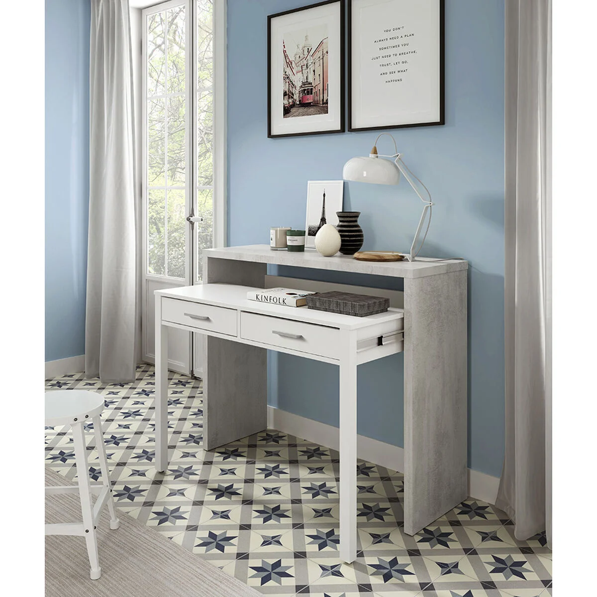 Desk Forés White 98,5 X 36 X 87,5 CM Metal MDF