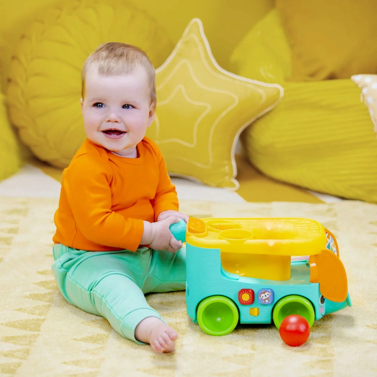 Juguete de arrastre Bright Starts Pop & Roll Safari Bus