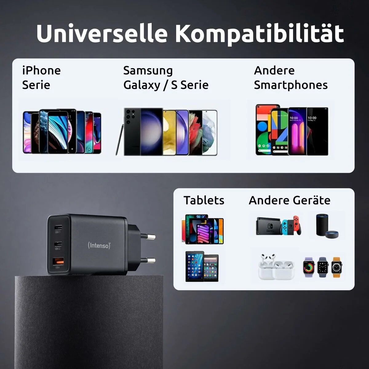 Cargador de Pared INTENSO W65ACC Negro 65 W