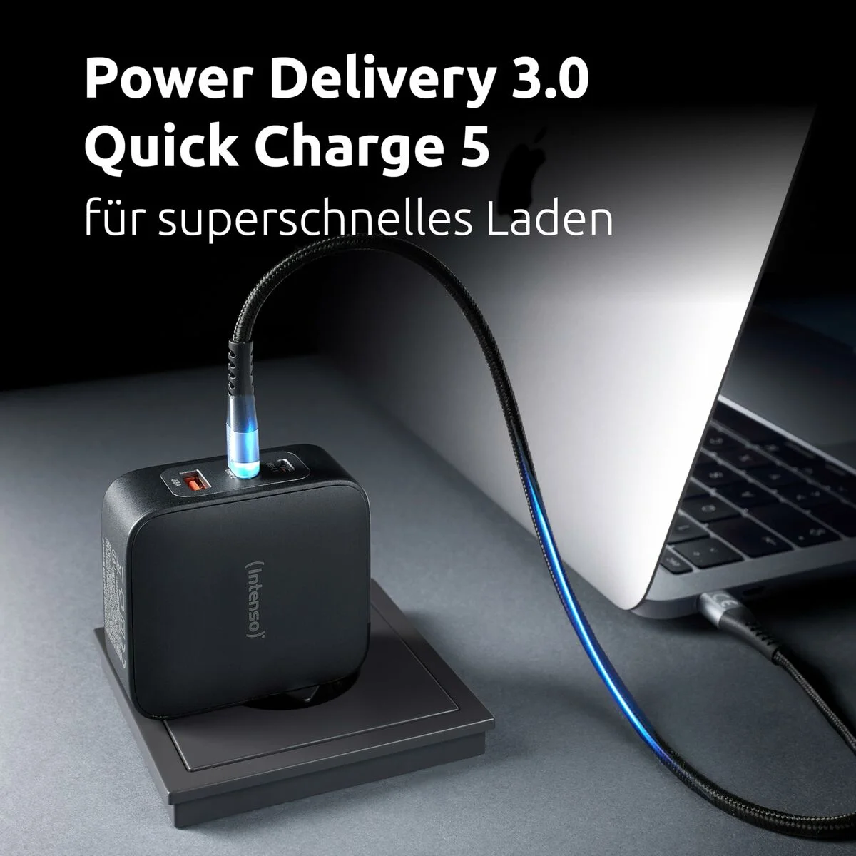 Cargador de Pared INTENSO GaN W100ACC Negro 100 W