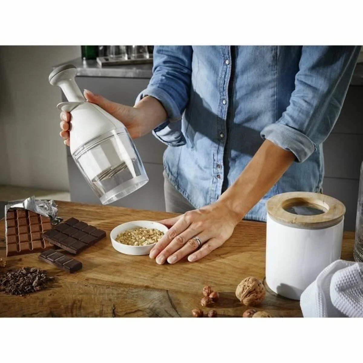 Picadora Leifheit Chopper Confort & Cle Blanco Acero Inoxidable Plástico
