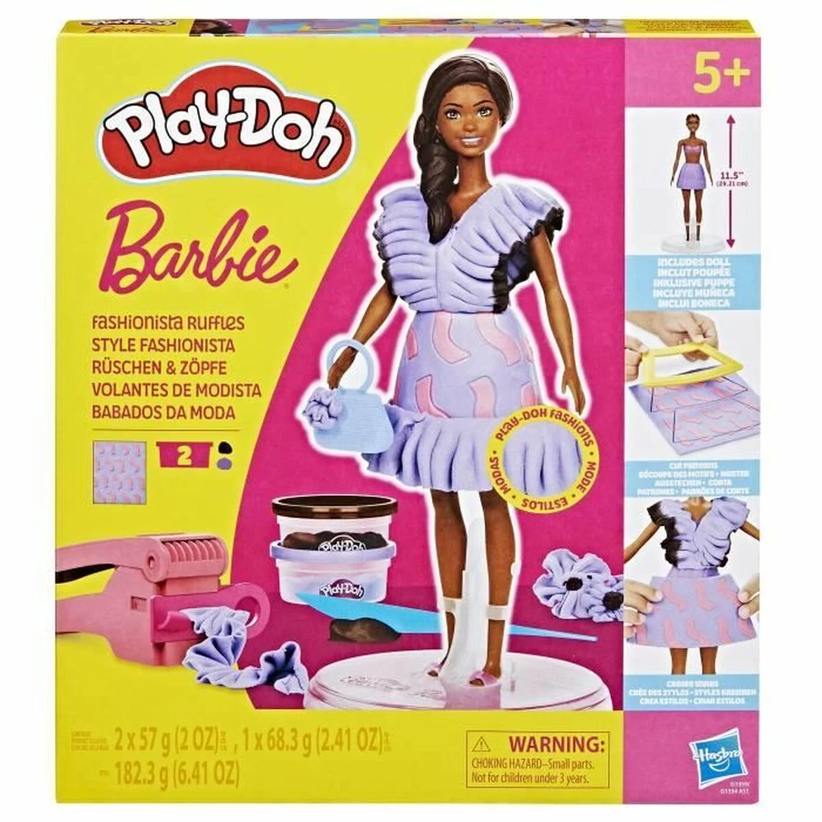 Juego de Plastilina Play-Doh Barbie Fashionista Ruffles Multicolor 730 g