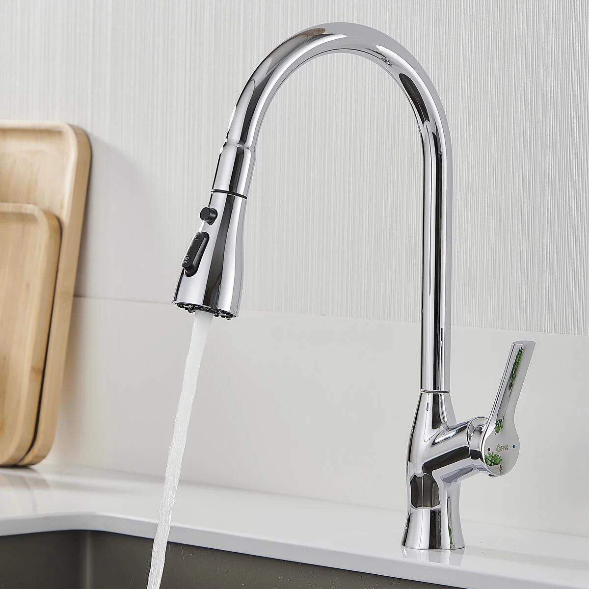 Grifo Monomando Fontastock Cromo Acero Inoxidable Latón Cerámico Aleación de Zinc Forma de C Alto