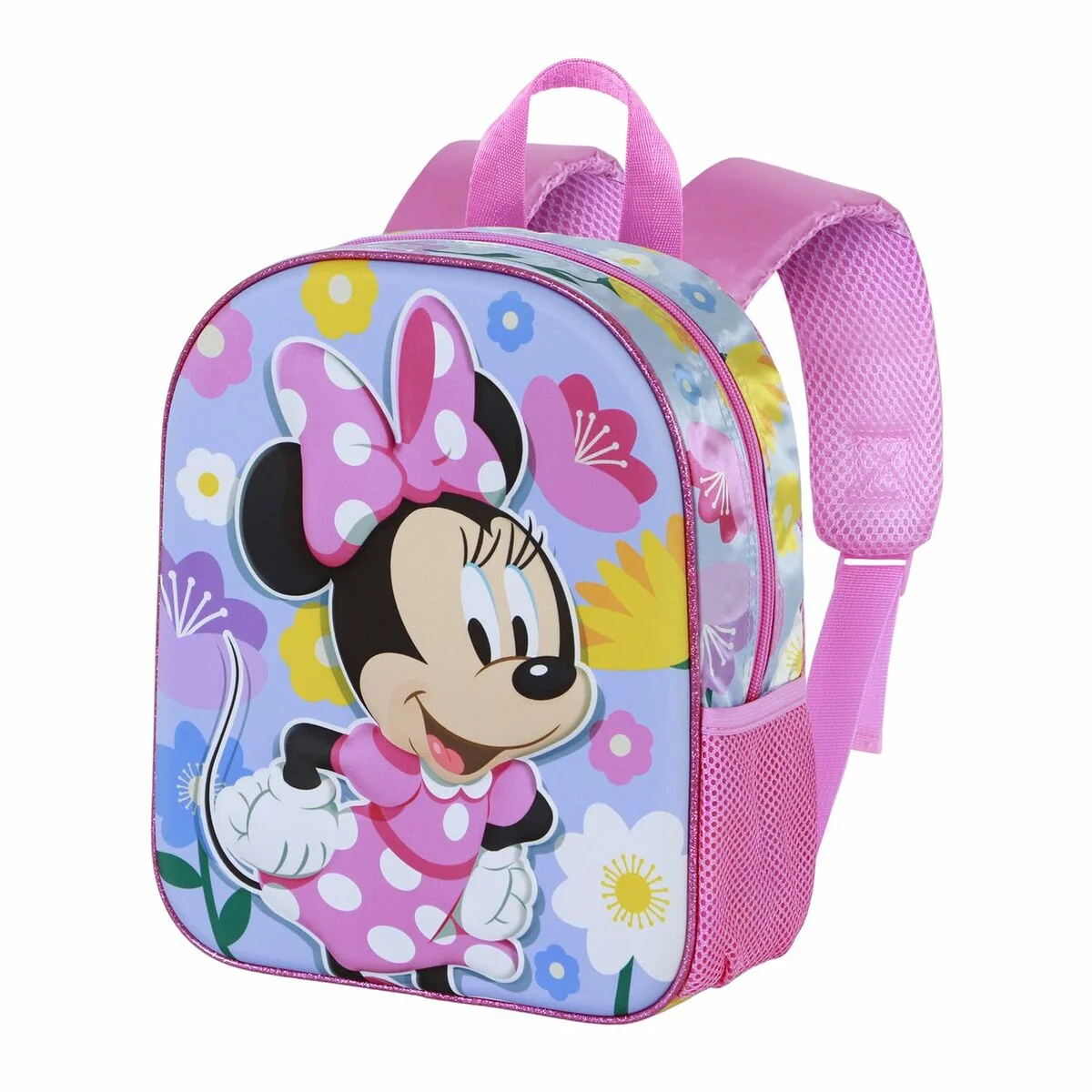 Mochila Escolar 3D con Ruedas Minnie Mouse Spring Rosa