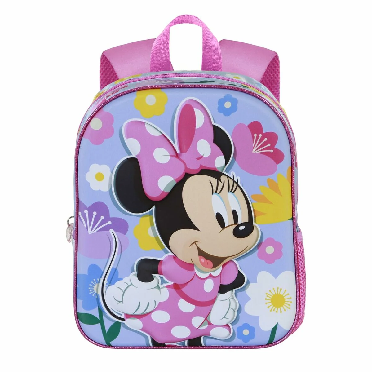 Mochila Escolar 3D con Ruedas Minnie Mouse Spring Rosa