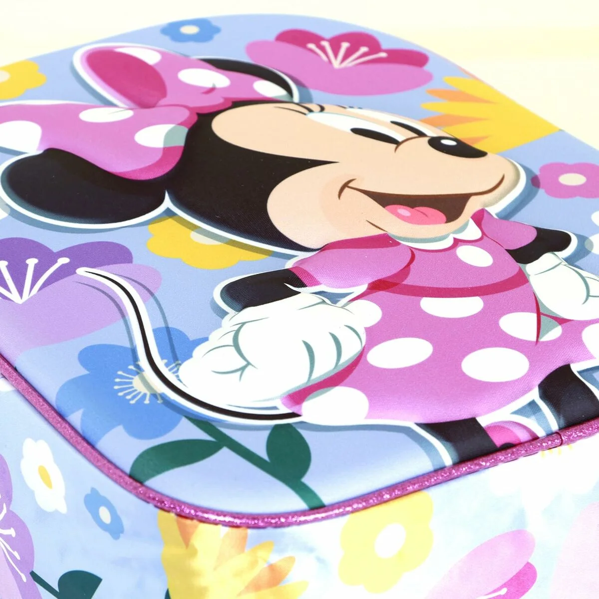 Mochila Escolar 3D con Ruedas Minnie Mouse Spring Rosa