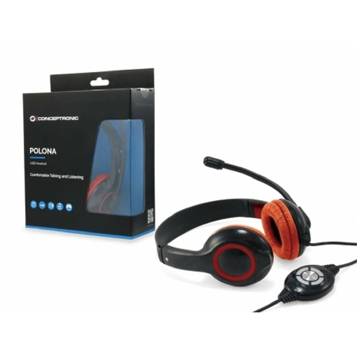 Auriculares con Micrófono Conceptronic CCHATSTARU2R Negro Rojo 2 m
