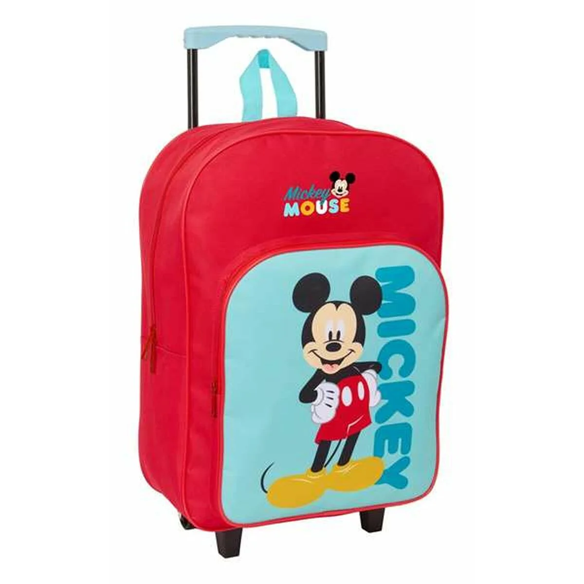 Mochila Escolar con Ruedas Mickey Mouse Azul Rojo 32 x 42 x 14 cm