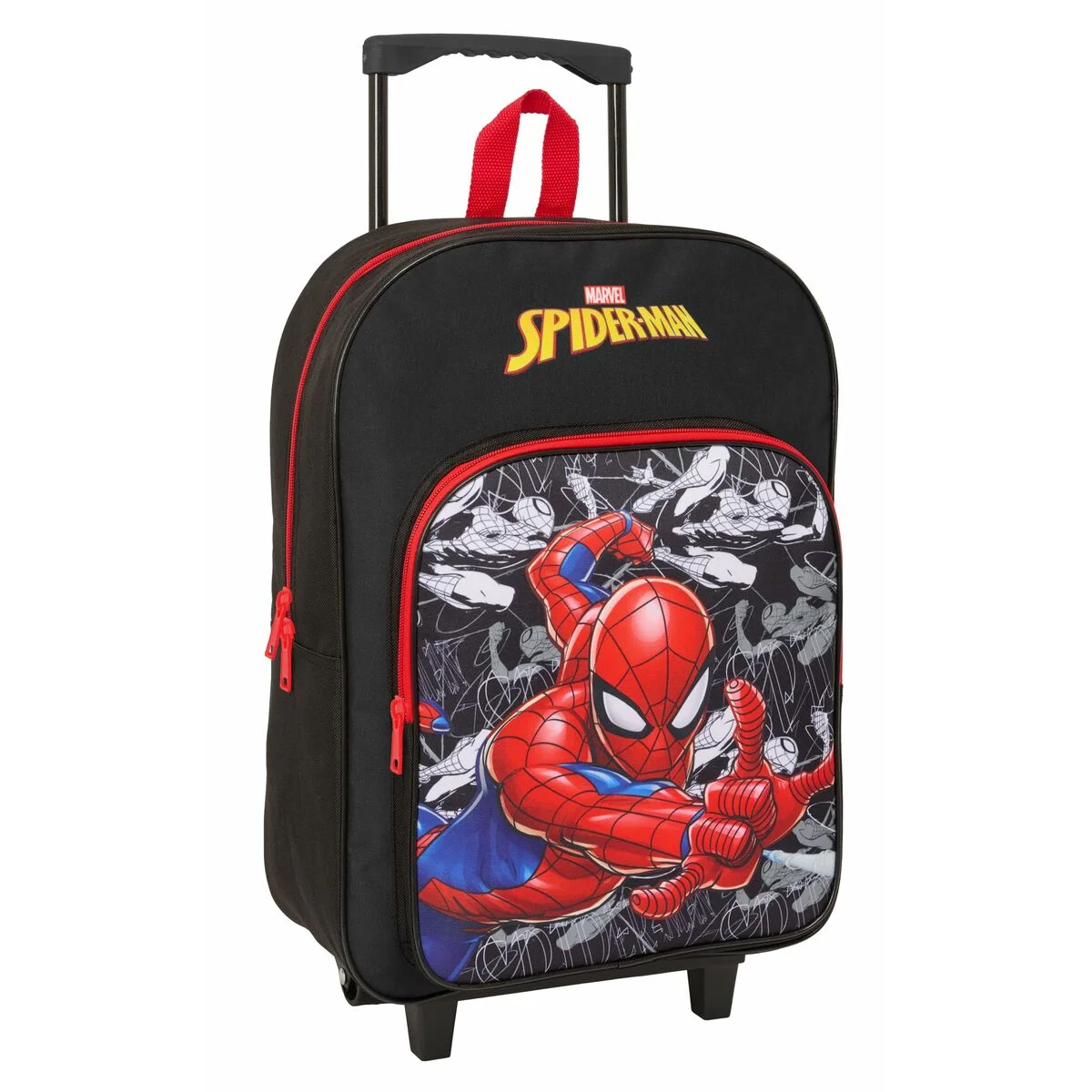 Mochila Escolar con Ruedas Spider-Man Negro Rojo 32 x 42 x 14 cm