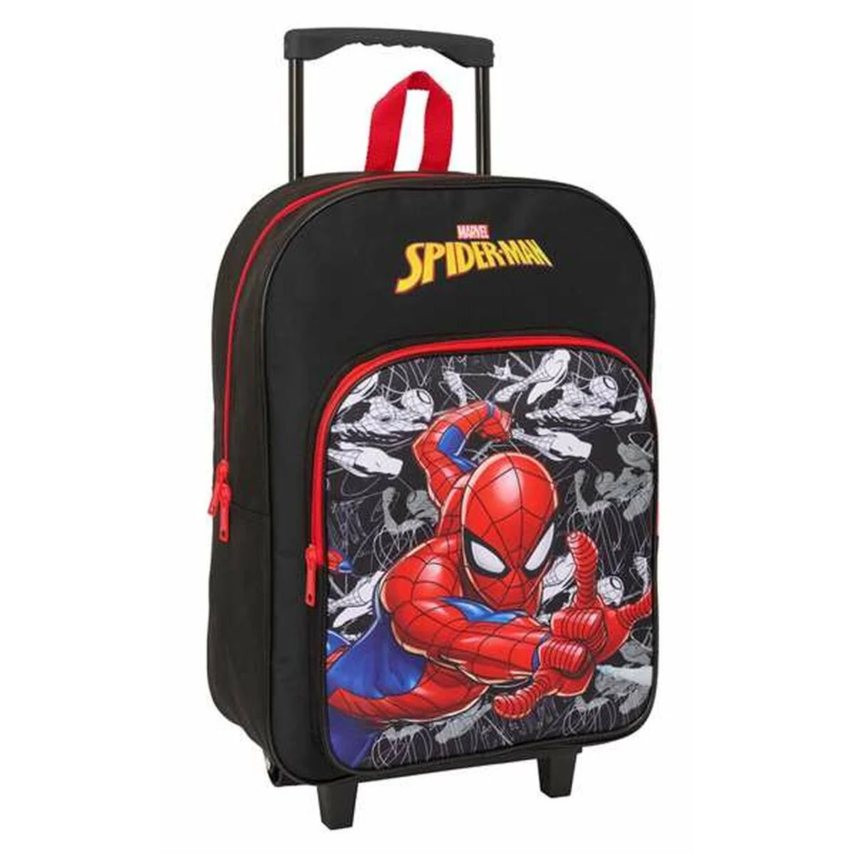 Mochila Escolar con Ruedas Spider-Man Negro Rojo 32 x 42 x 14 cm