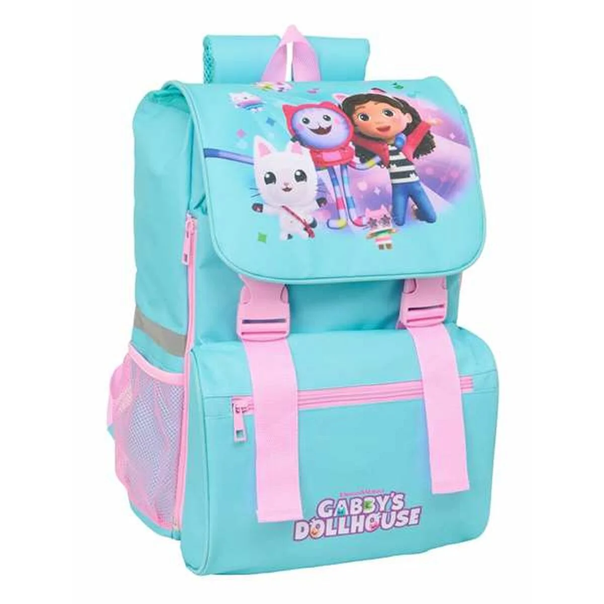 Mochila Escolar Gabby's Dollhouse Azul Rosa 18,5 x 41 x 15 cm