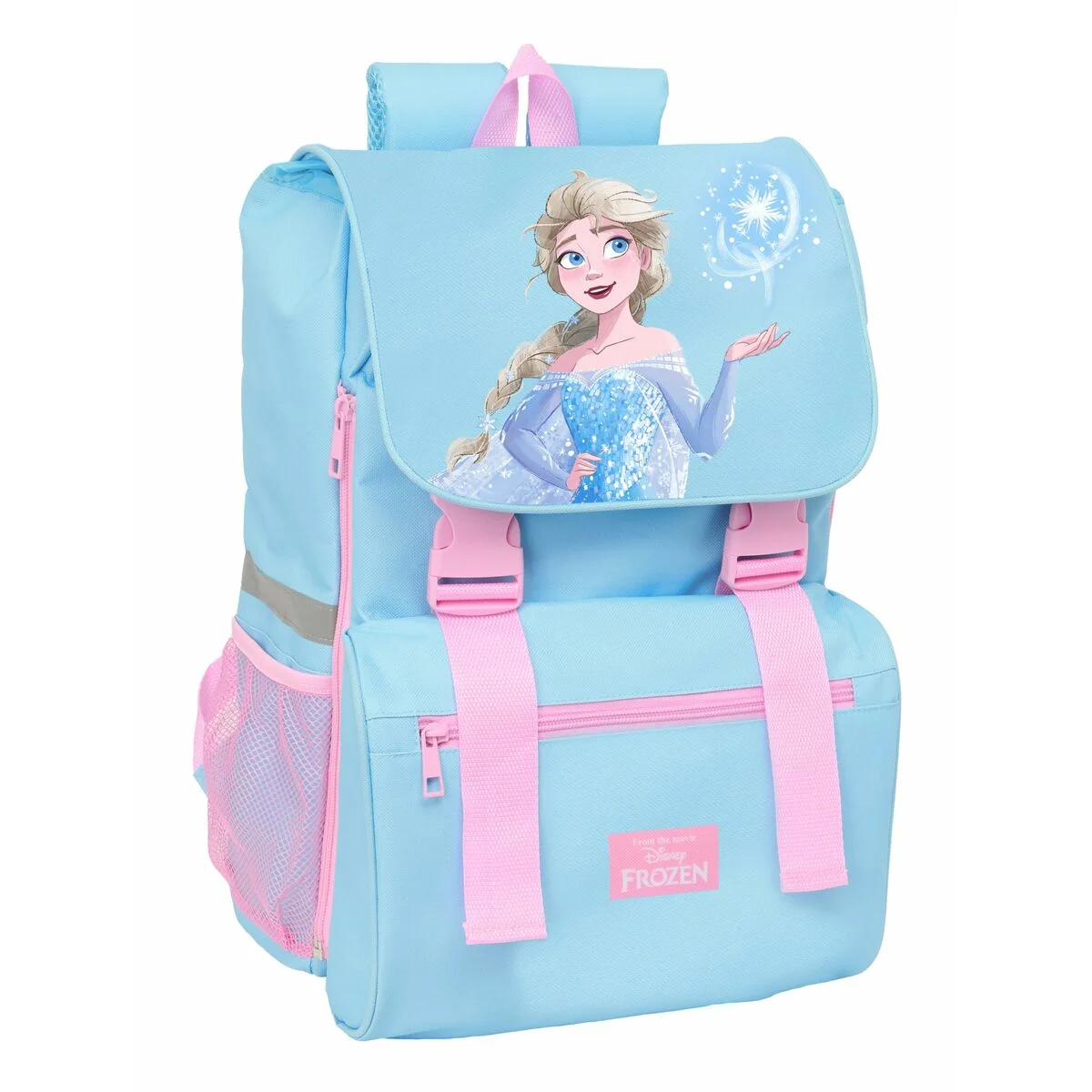 Mochila Escolar Frozen Azul Rosa 18,5 x 41 x 15 cm