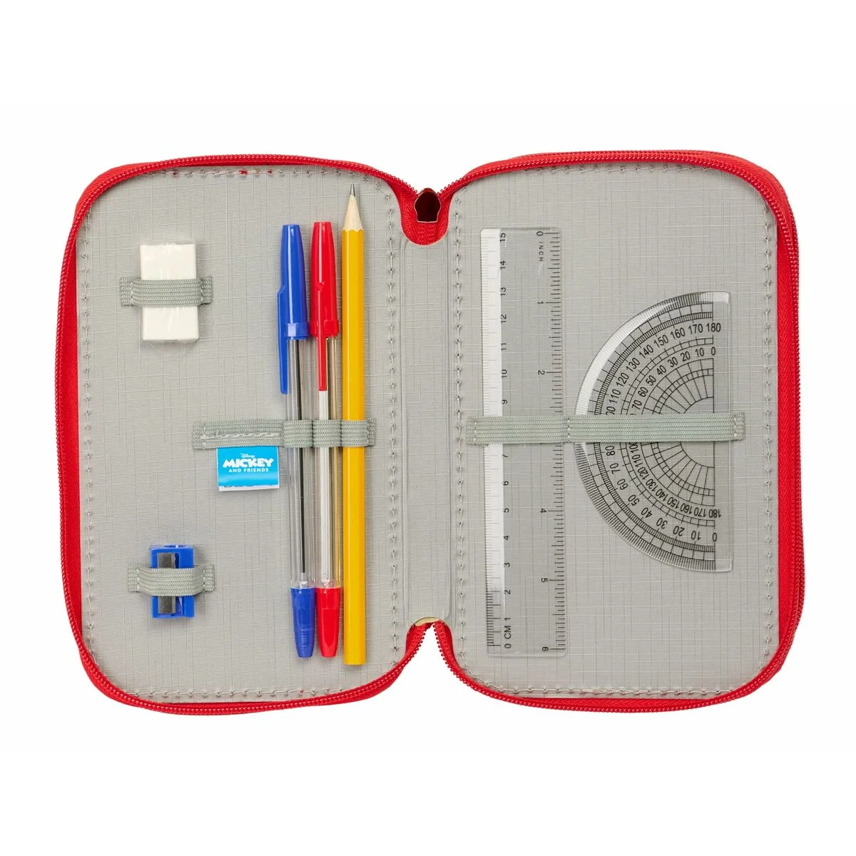 Plumier Triple Mickey Mouse Rojo 12,5 x 19,5 x 5,5 cm 37 Piezas