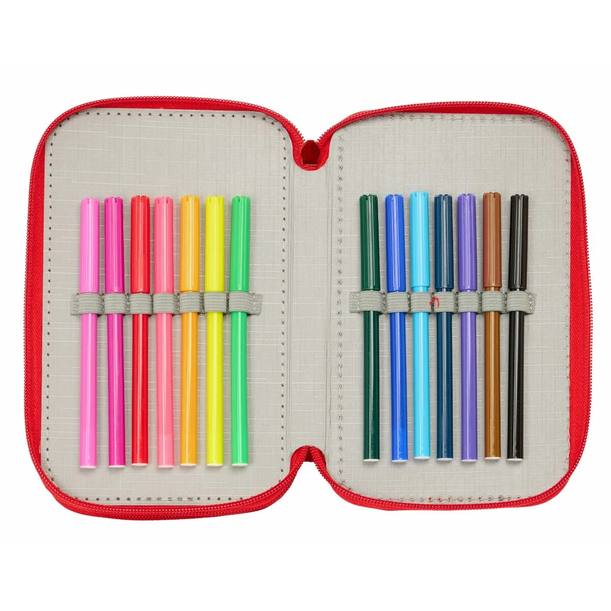 Plumier Triple Mickey Mouse Rojo 12,5 x 19,5 x 5,5 cm 37 Piezas