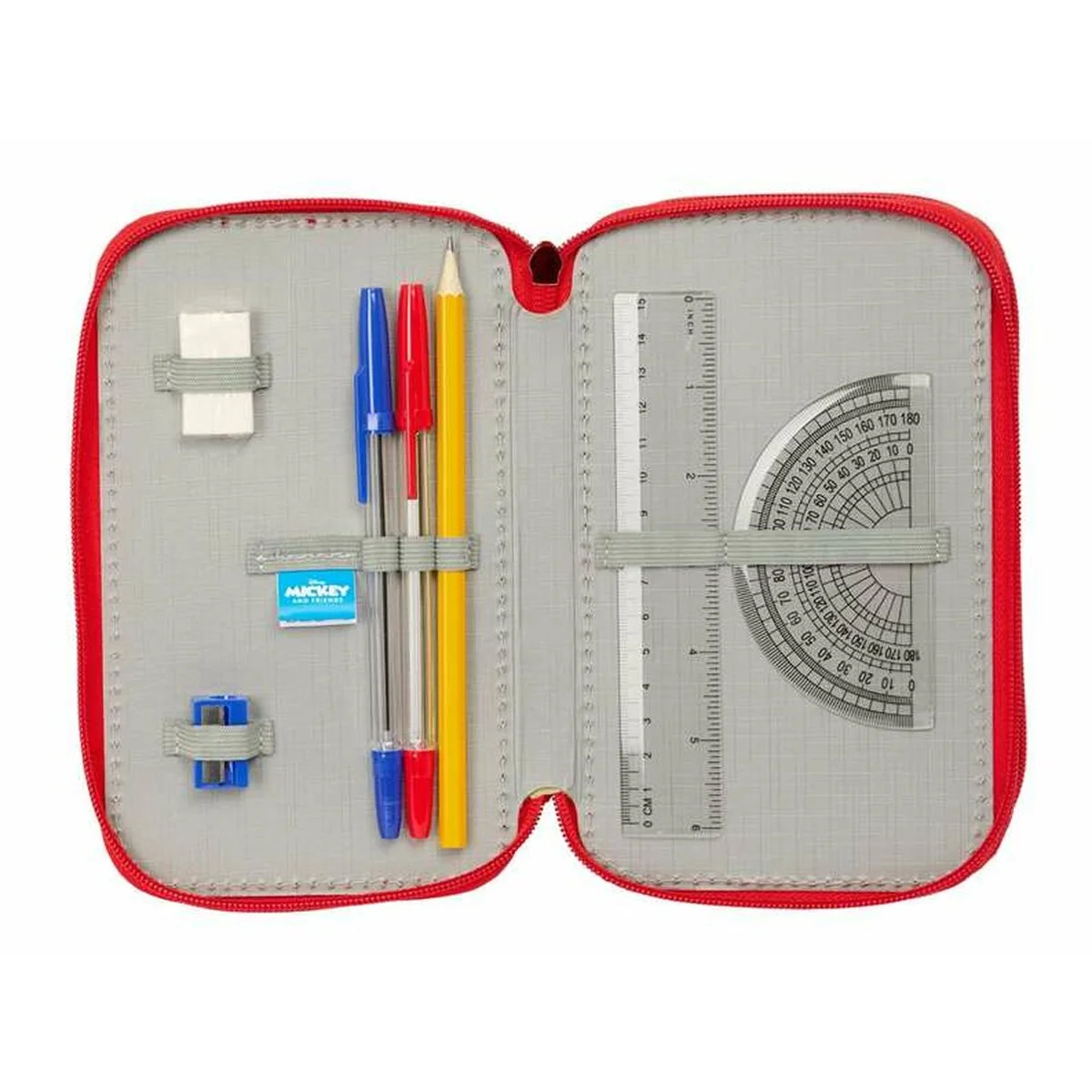 Plumier Triple Mickey Mouse Rojo 12,5 x 19,5 x 5,5 cm 37 Piezas