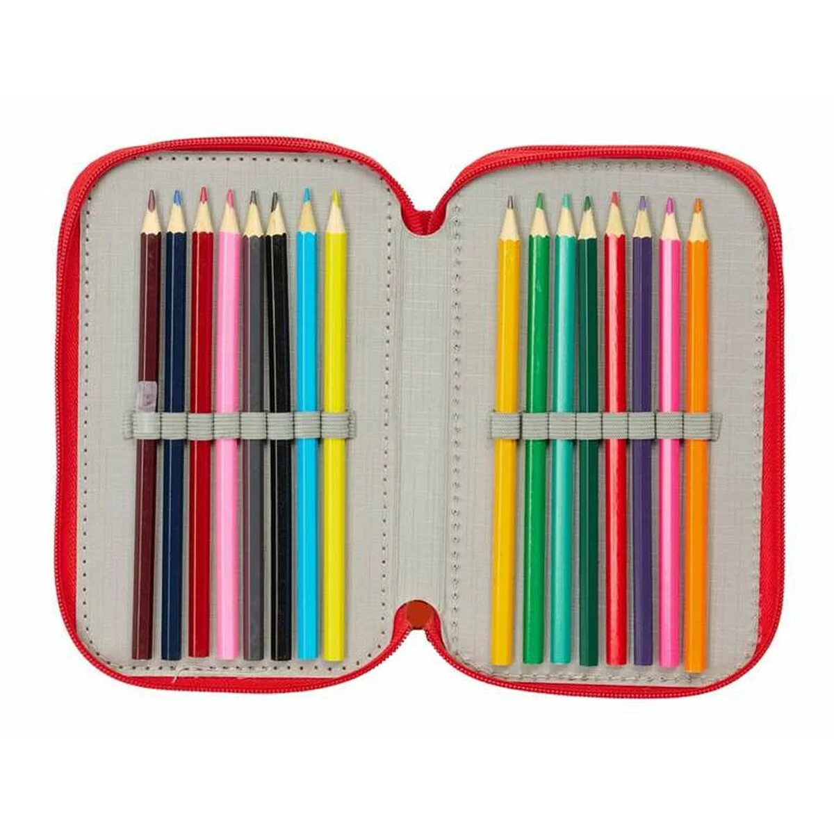 Plumier Triple Mickey Mouse Rojo 12,5 x 19,5 x 5,5 cm 37 Piezas