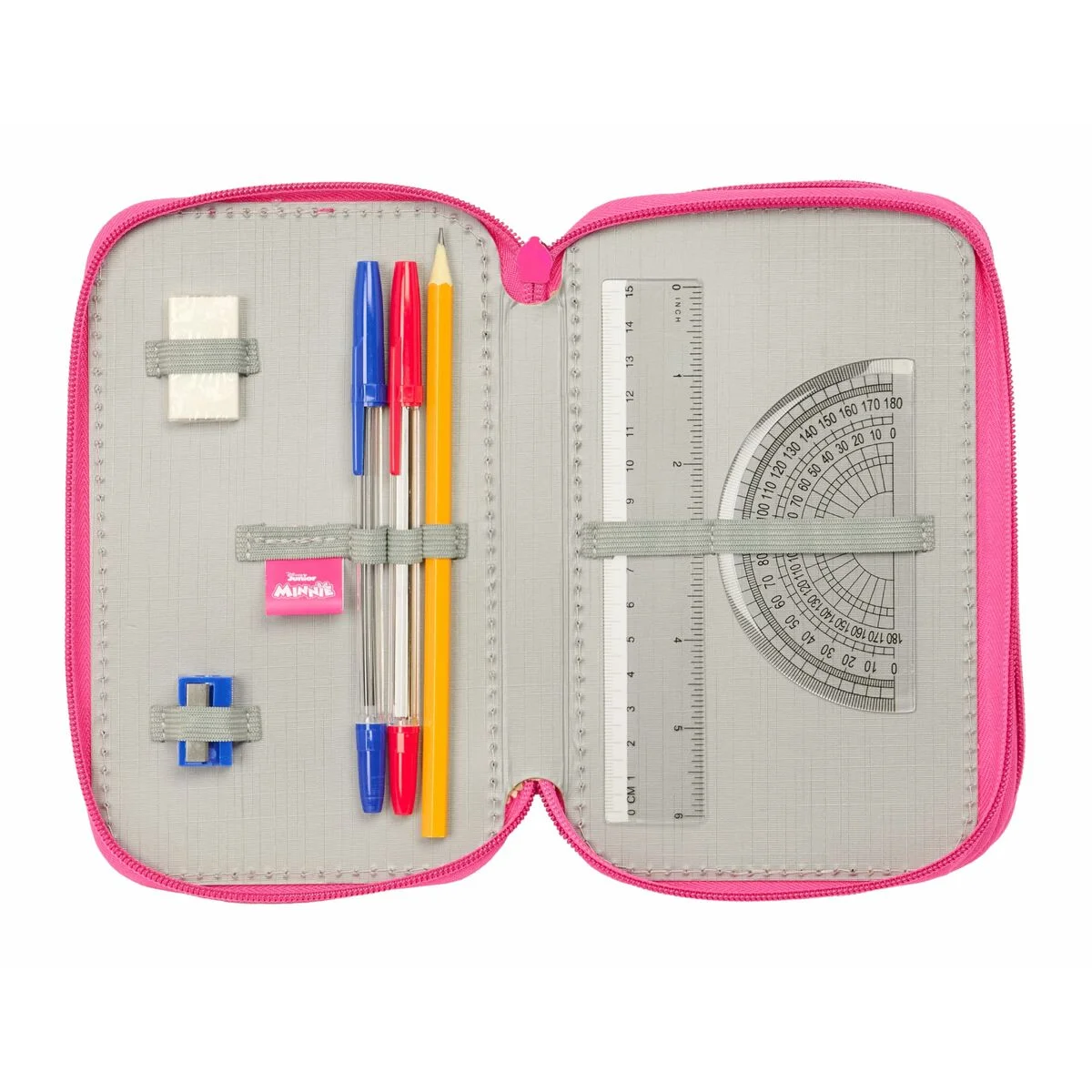 Plumier Triple Minnie Mouse Rosa 12,5 x 19,5 x 5,5 cm 37 Piezas