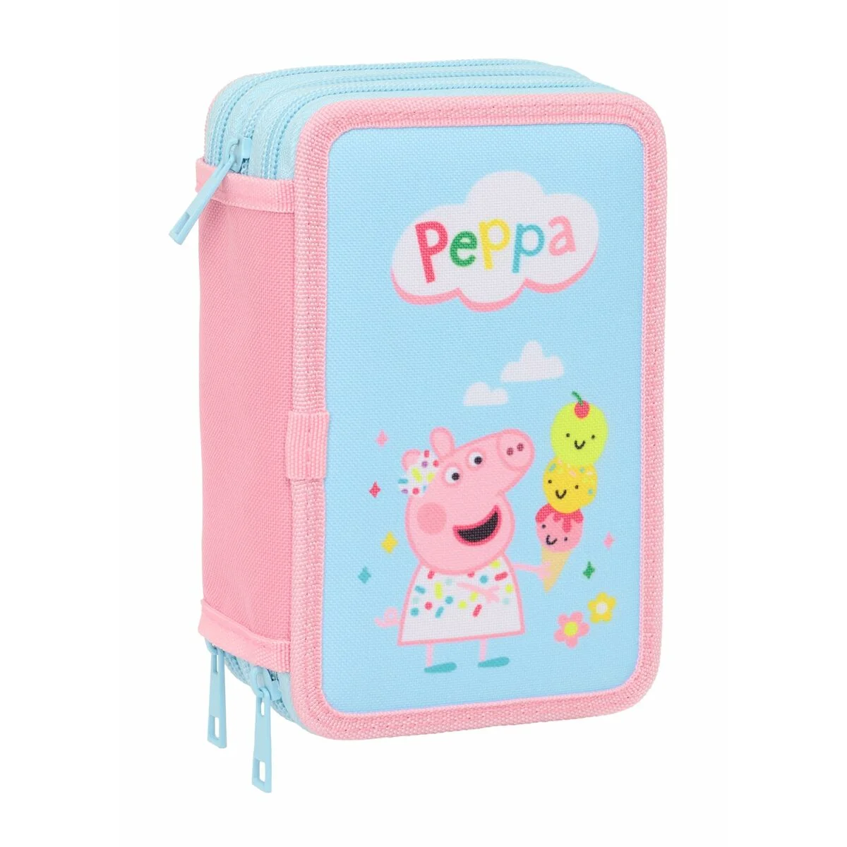 Plumier Triple Peppa Pig Azul 12,5 x 19,5 x 5,5 cm 37 Piezas