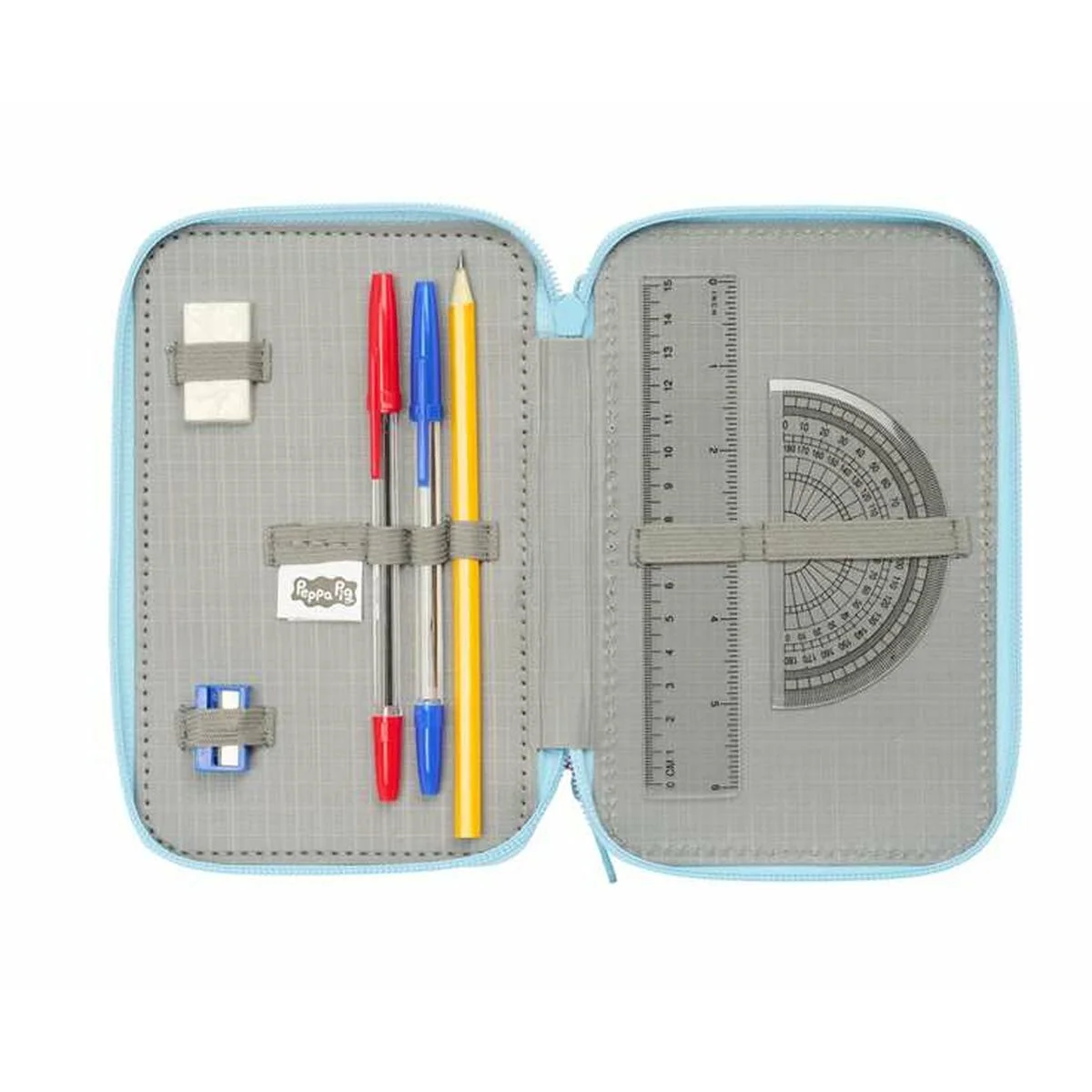 Plumier Triple Peppa Pig Azul 12,5 x 19,5 x 5,5 cm 37 Piezas