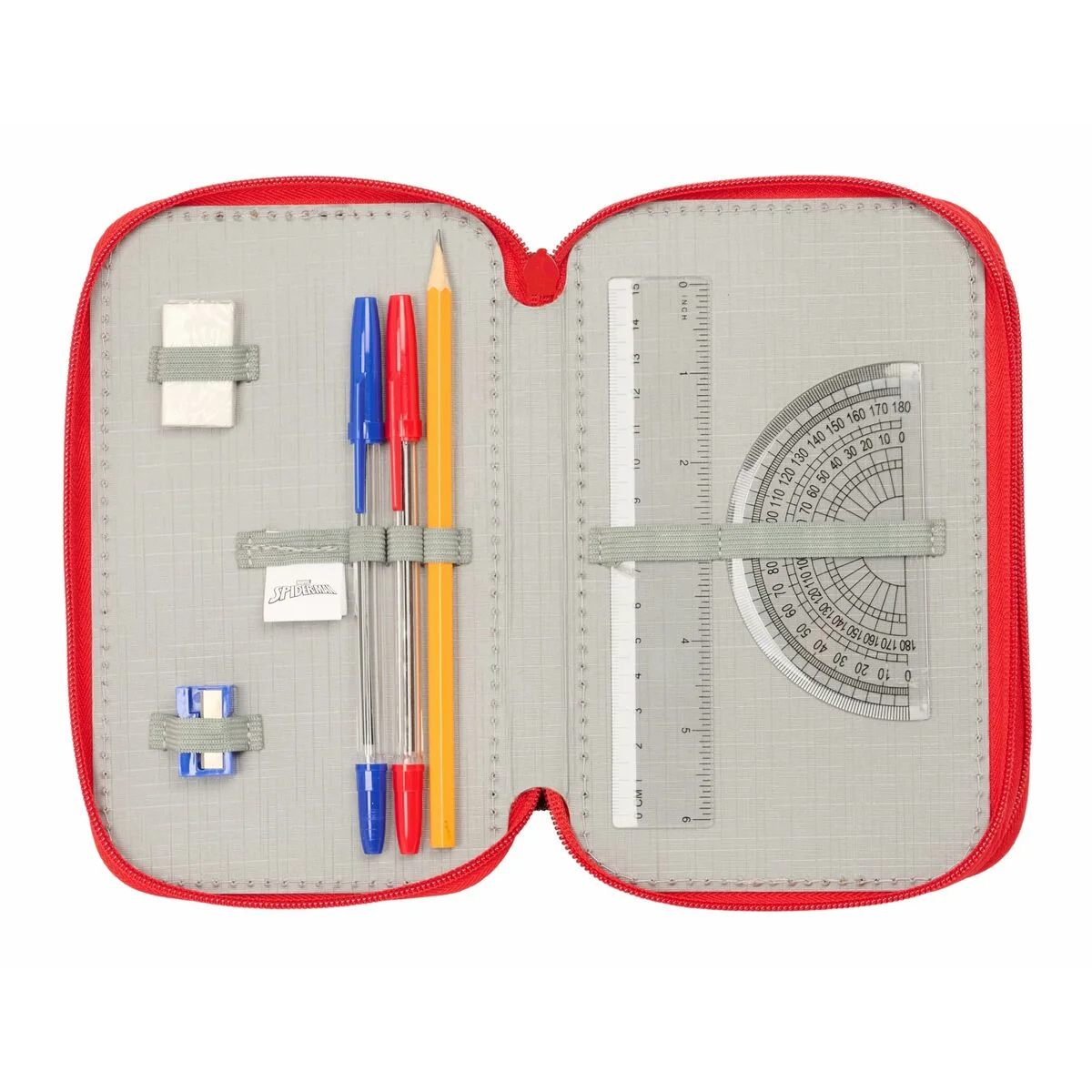 Plumier Triple Spider-Man Negro 12,5 x 19,5 x 5,5 cm 37 Piezas