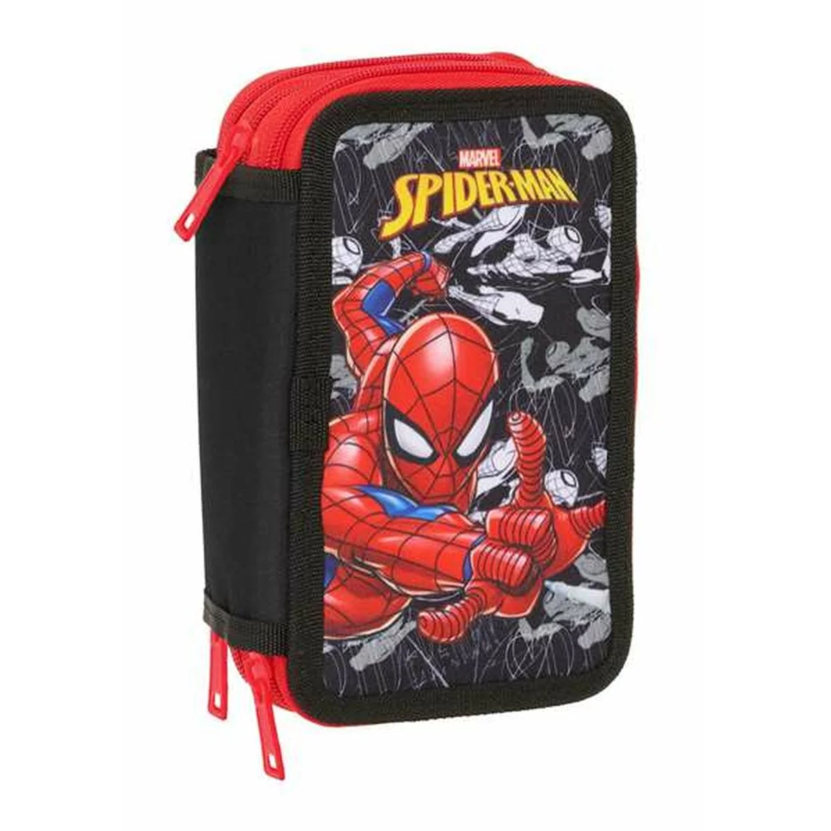 Plumier Triple Spider-Man Negro 12,5 x 19,5 x 5,5 cm 37 Piezas