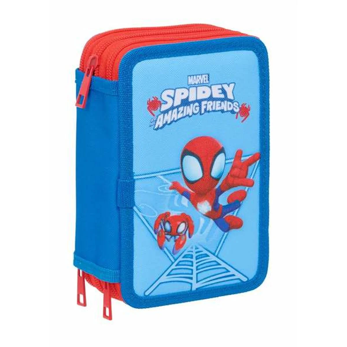 Plumier Triple Spidey Azul 12,5 x 19,5 x 5,5 cm 37 Piezas
