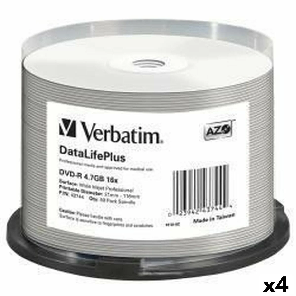 DVD-R Verbatim DATALIFE PLUS 4,7 GB 16x 50 Piezas (4 Unidades)