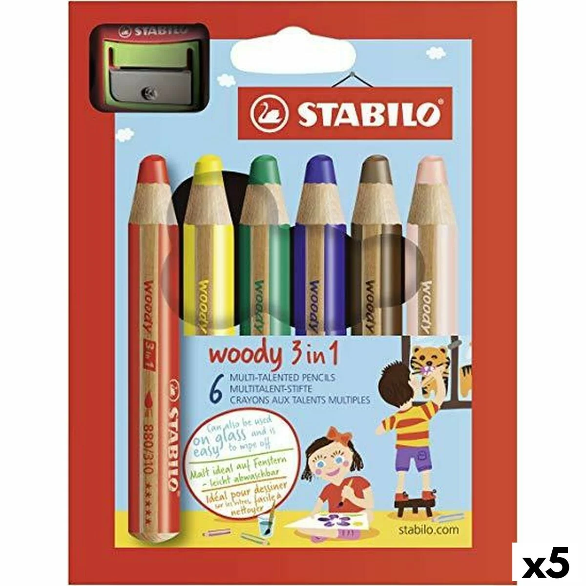 Lápices de colores Stabilo Woody Multicolor 6 Piezas (5 Unidades)